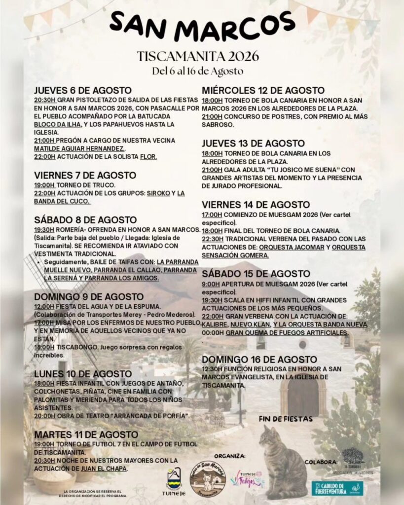 Tiscamanita, Tuineje, San Marcos 2026